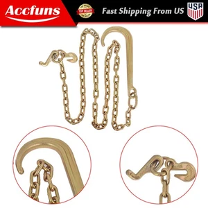 GRADE 70 Wrecker Tow Chain 5/16 x 8 FT 15" Axle J Hook Hook Rollback Carrier - Imagen 1 de 6