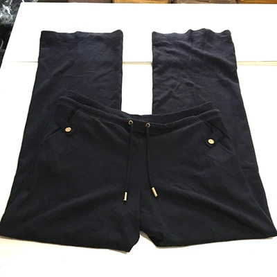 Tory Burch Womens Large Sweatpants Drawstring Black or Navy Blue - Image 1 of 4