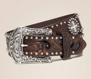 Ariat Damen verzierter Feder Ledergürtel A1518602 M: 40" lang - Bild 1 von 12