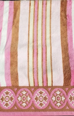 Toalla de playa/baño de algodón egipcio - rayas rosas/bronceadas - marca Safdie - 31" x 66" Foto 1 de 4