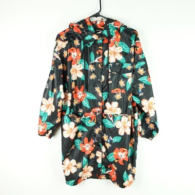 Zara Rain Jacket Womens SZ S Hooded Floral Tropical Lightweight Baggy Relaxed - Image 1 of 4