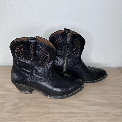 Ariat Women's Darlin Western Boots Size 7.5 B Black Red Stitching - Image 1 of 4