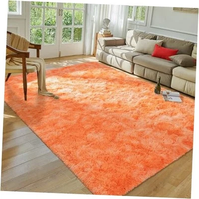  Orange Area Rug for Bedroom, Fluffy Shag Plush Shaggy 4x6 Rugs for Living  - Image 1 of 4
