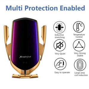 Wireless Automatic Clamping Smart Sensor Car Phone Holder Fast Charger Mount 10W - Picture 1 of 11