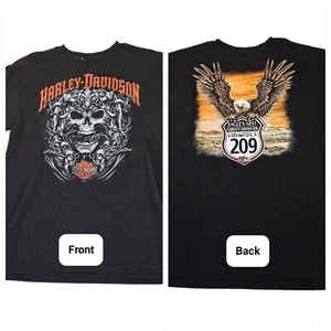 Harley-Davidson Eagle's Nest Lathrop CA Eagle Skull T-Shirt Black Men's Large - Picture 1 of 9