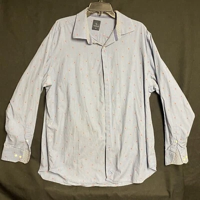 Tailorbyrd Shirt Men's XXL Long Sleeve Button Down Blue and Orange Dots Cotton - Image 1 of 4