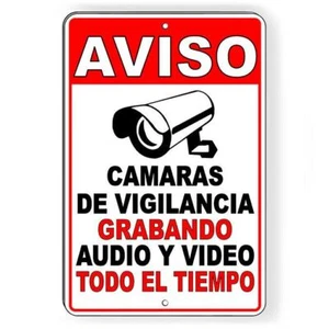 Spanische Aviso 24 Stunden Audio Video Überwachungskamera Blechschild SS09 - Bild 1 von 1