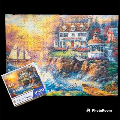 COMPLETE Chuck Pinson Above the Fray 1000 Pc Linen Puzzle Nautical Cottagecore - Image 1 of 2