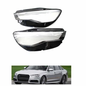 Pair Headlight Lens Cover Headlamp Lens Shell Fit For Audi A6 C7 2016-2018 - Picture 1 of 9