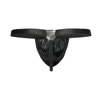Modus Vivendi Thong Net Trap Mesh SemiTransparent Perforated Black 06114 B49 - Image 1 of 4