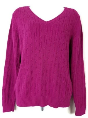 Suéter suéter para mujer IZOD púrpura manga larga tejido con cable algodón talla grande Foto 1 de 4