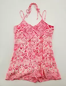 Caramela Womens Size S Pink Geometric Tribal Print Romper Tank With Shorts NWT - Picture 1 of 11