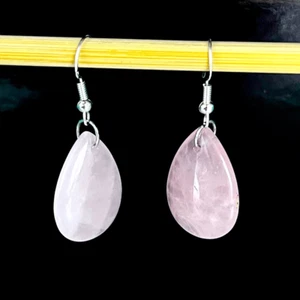 BCA Lovely Rose Quart & 925 Silver Dangle Earrings - Picture 1 of 7