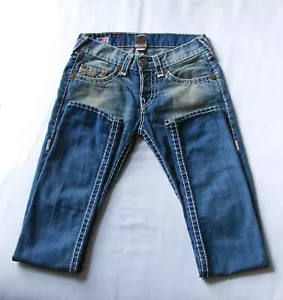 Mens True Religion Rocco Super T Horseshoe Dust Wash Indigo Slim Fit Denim Jeans - Picture 1 of 13