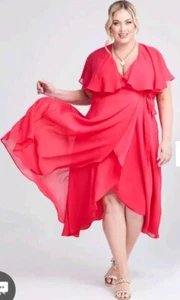 Taking Shape TS Size 22 Livia Chiffon Wrap Maxi Dress Raspberry NWT RRP $180 - Bild 1 von 10