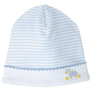Mud Pie Oh Baby Boy Blue Striped French Knot Lamb Cap  0-3 Months - Picture 1 of 1