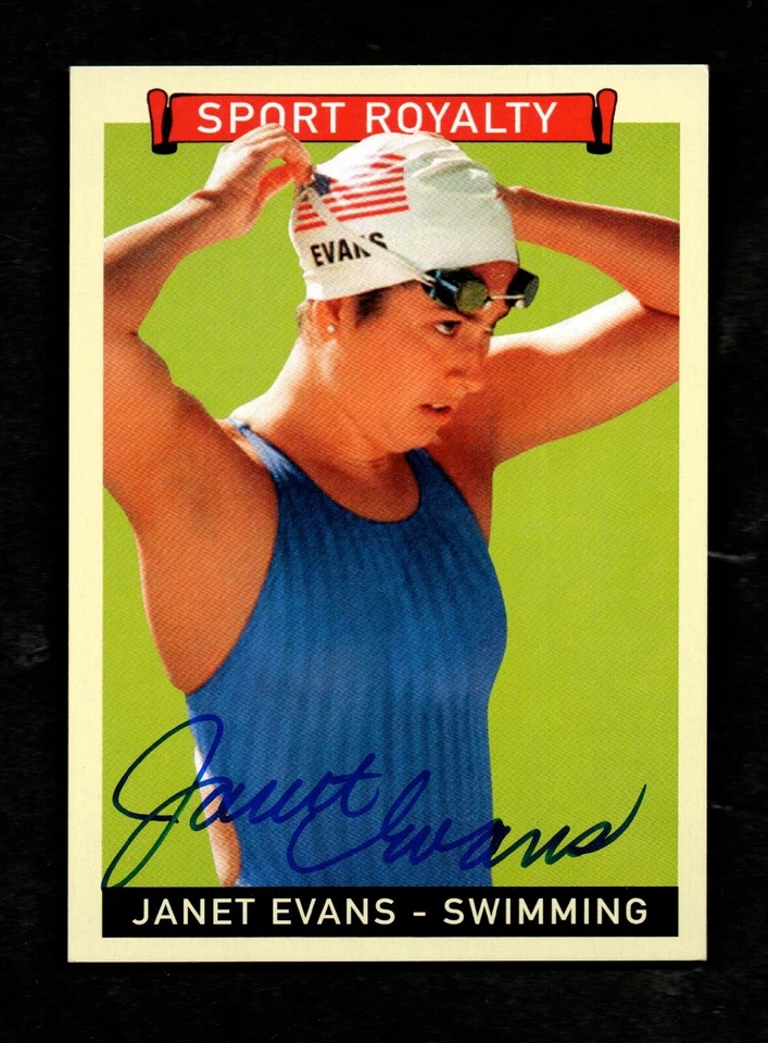 Autógrafo del campeón olímpico de natación Janet Evans 2008 Goudey Sport Royalty Foto 1 de 2