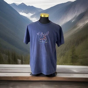 Vintage 90s Alaska Moose T Shirt Navy Made in USA VTG - Bild 1 von 6
