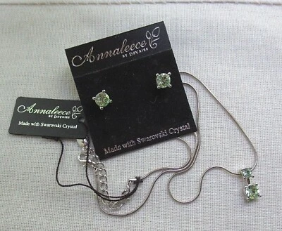 NUEVO CON ETIQUETAS Vintage Annaleece DeVries Cristal Swarovski Collar Pendientes Peridoto Agosto Foto 1 de 4