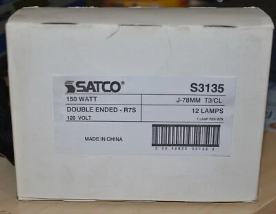 Satco S3135 150 watt double ended R7S box of 12 bulb 120 volt light bulbs - Image 1 of 4