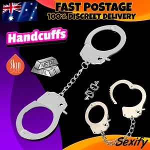 Metal Handcuffs Bondage BDSM Hand Cuffs Fetish Restraint Steel Sex Toy - Picture 1 of 12