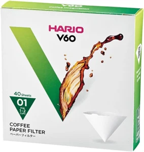 V60 Paper Coffee Filters, Size 01, White, 40-Pack - Picture 1 of 5