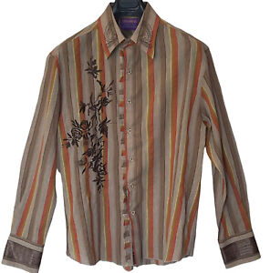 Jimi Hendrix Experience Shirt Mens Medium M Brown Purple Label Button Up Floral