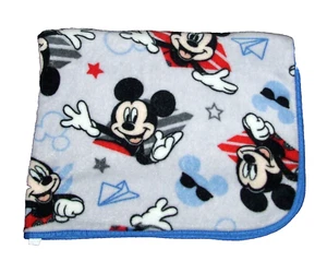 Disney Junior Mickey Mouse Toddler Throw Blanket Gray Paper Airplanes Glasses - Picture 1 of 3