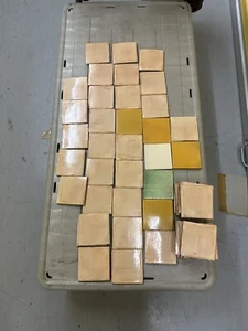 Vintage Terracotta Painted Tiles Lot Of 50 - Picture 1 of 7