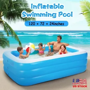 120*72*24in Inflatable Swimming Pool for Kids/Adults Outdoor Garden Water Party - Picture 1 of 11