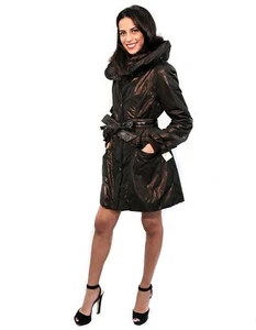 PUFFER JACKET DARK BRIGHT WITH LARGE AND NECK MURMASKY DETACHABLE AND COATING OF - Picture 1 of 4