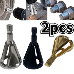 2Pcs Deburring External Chamfer Tool Metal Hex Shank Triangle Deburr Drills - Picture 1 of 15