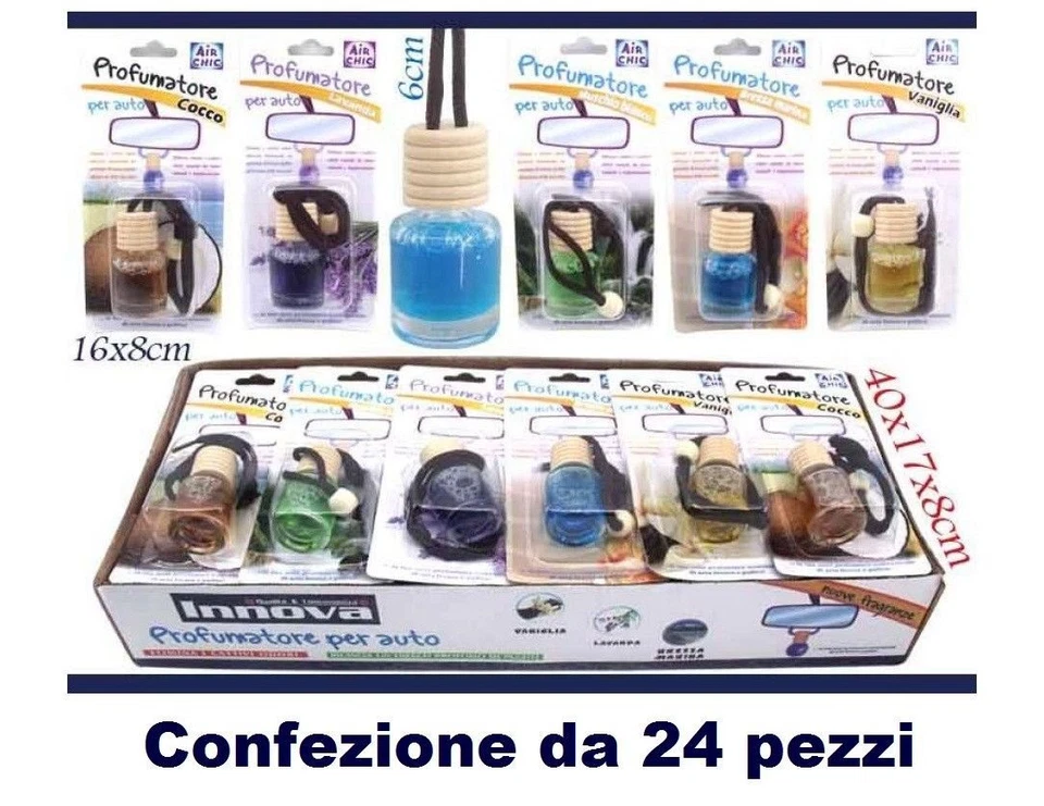 Set 24 Pezzi Boccetta Profumatore Profumo Deodorante Auto Varie Fragranze dfh