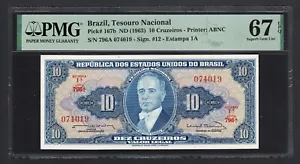 Brazil 10 Cruzeiros ND (1963) P167b Uncirculated Grade 67 - Picture 1 of 2