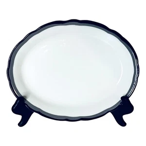 Buffalo China Scalloped Black Gray Restaurant Ware 11.5" Oval Serving Platter - Picture 1 of 4