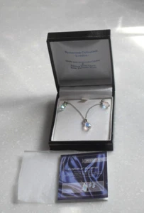 Neu Byzanz Sammlung Swarovski Kristall Träne Ohrringe & Halskette Set silber - Bild 1 von 4