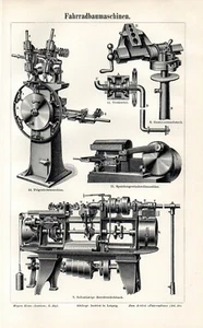 STAMPA Antica 1897 = FABBRICAZIONE BICICLETTE Macchinari = Ciclismo = Old Print - Picture 1 of 1