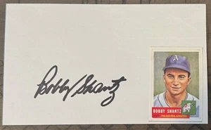 BOBBY SHANTZ SIGNED 3X5 INDEX CARD AUTOGRAPH PHILADELPHIA ATHLETICS NY YANKEES - Picture 1 of 1