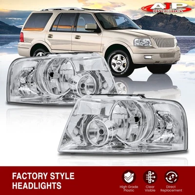 Chrome Clear OE Style Head Lights Lamps Left+Right For 2003-2006 Ford Expedition - Image 1 of 4