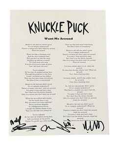 Knuckle Puck Band Signed Autographed Want Me Around Lyric Sheet - Picture 1 of 1