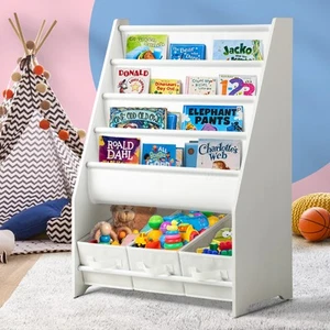Oikiture Kids Bookshelf Toy Storage Box Organiser Display Shelf DIY Storage Rack - Picture 1 of 10