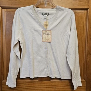 Tommy Bahama Santorini V-Neck Fitted Cardigan Womens Large Vtg NWT Casual Cream - Picture 1 of 13