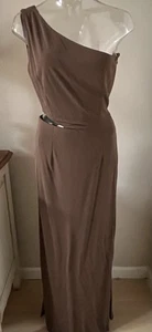 Vestido Variazioni Marrón Corte Un Hombro Talla Pequeña ~NUEVO SIN ETIQUETAS~ - Imagen 1 de 5