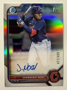 Bowman Chrome Jhonkensy Noel 2022 refractor automático #477/499 1st Rookie Guardians - Imagen 1 de 2
