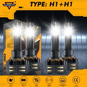 AUXBEAM H1 H1 LED Headlight Bulbs High Low Beam White 6500K Super Bright CANBUS - Picture 1 of 12