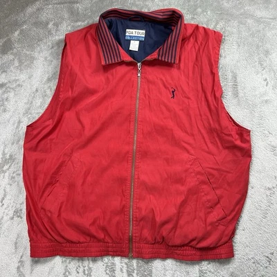 Vintage 90's PGA Tour Collection Men's Red Windbreaker Golf Vest Size Large - Image 1 of 4