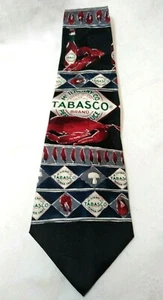 Vintage Tabasco Krawatte Hot Sauce Paprika rot schwarz 100% Seide - Bild 1 von 4