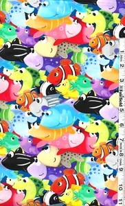 Digital Print Under the Sea Multi Fishes by Susybee bty - Picture 1 of 1