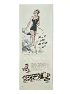 Vintage 1944 barbasol print ad. English Lady Lifeguard, Swimming Cap - Picture 1 of 1