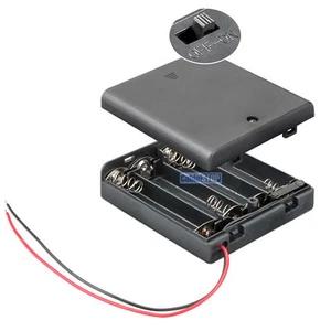 AA x 4 Battery Holder with Connection Wire Cable and On Off Switch - Picture 1 of 5
